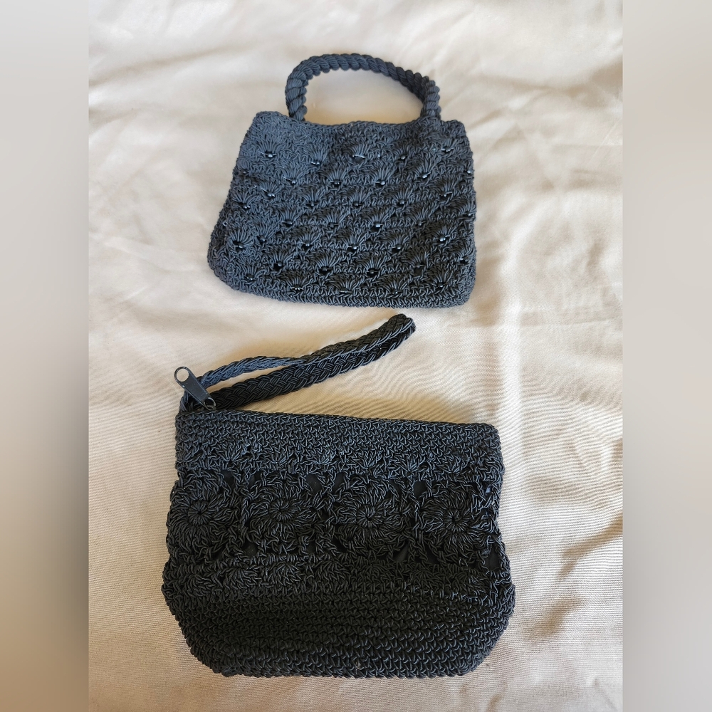 Two Black Crochet Mini Bags